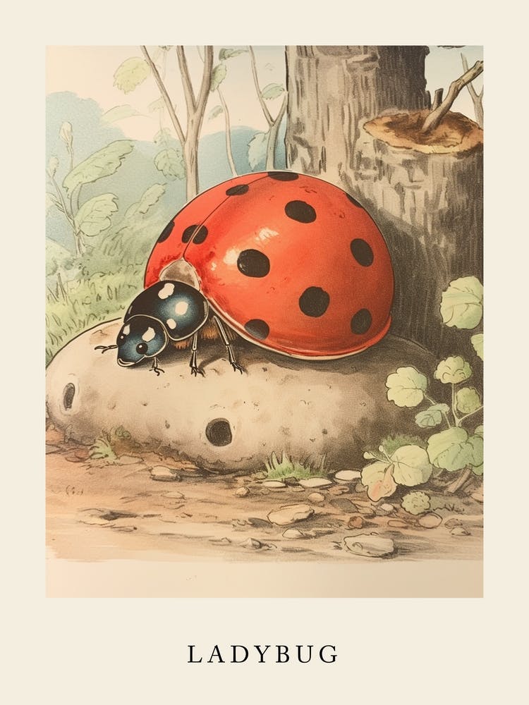 Beatrix Potter Inspired  Animal Watercolour Ladybug 2