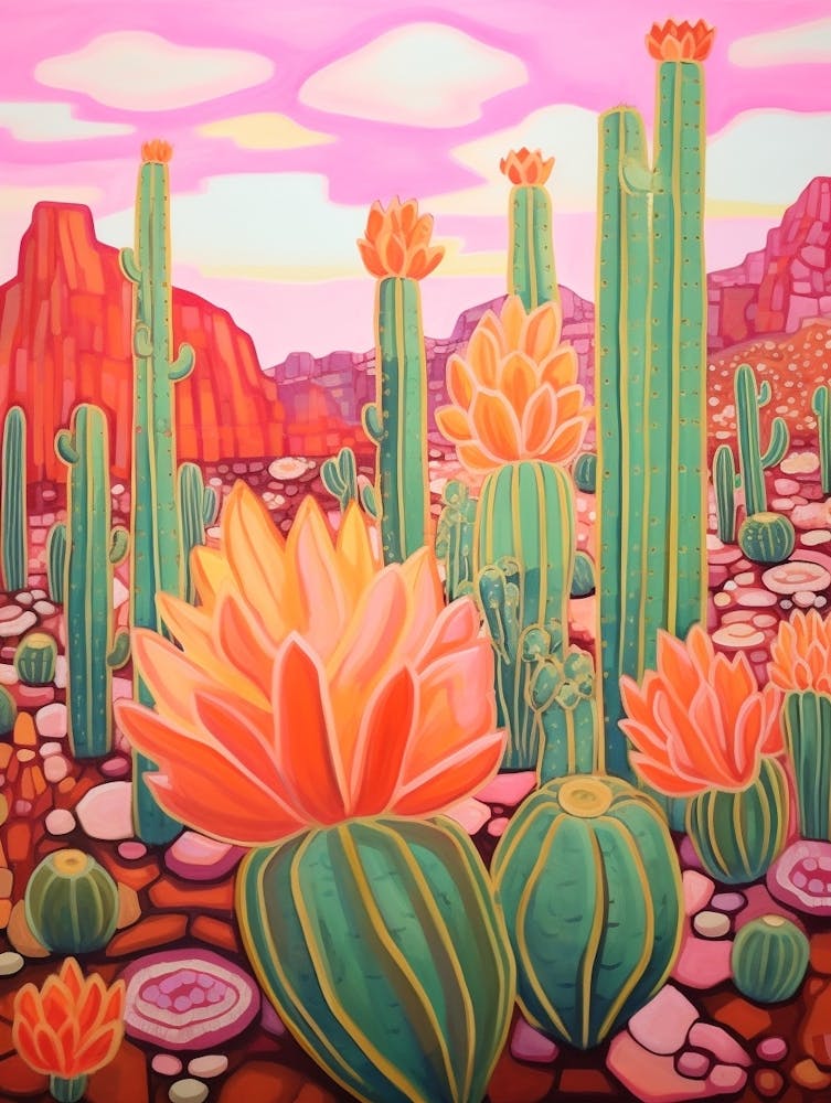 Cactus In The Desert Painting Notocactus 2