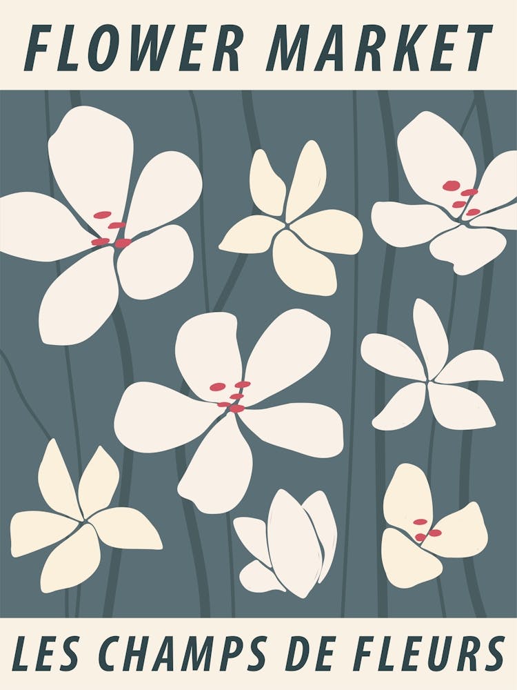 Flower market, Floral art, Abstract retro print