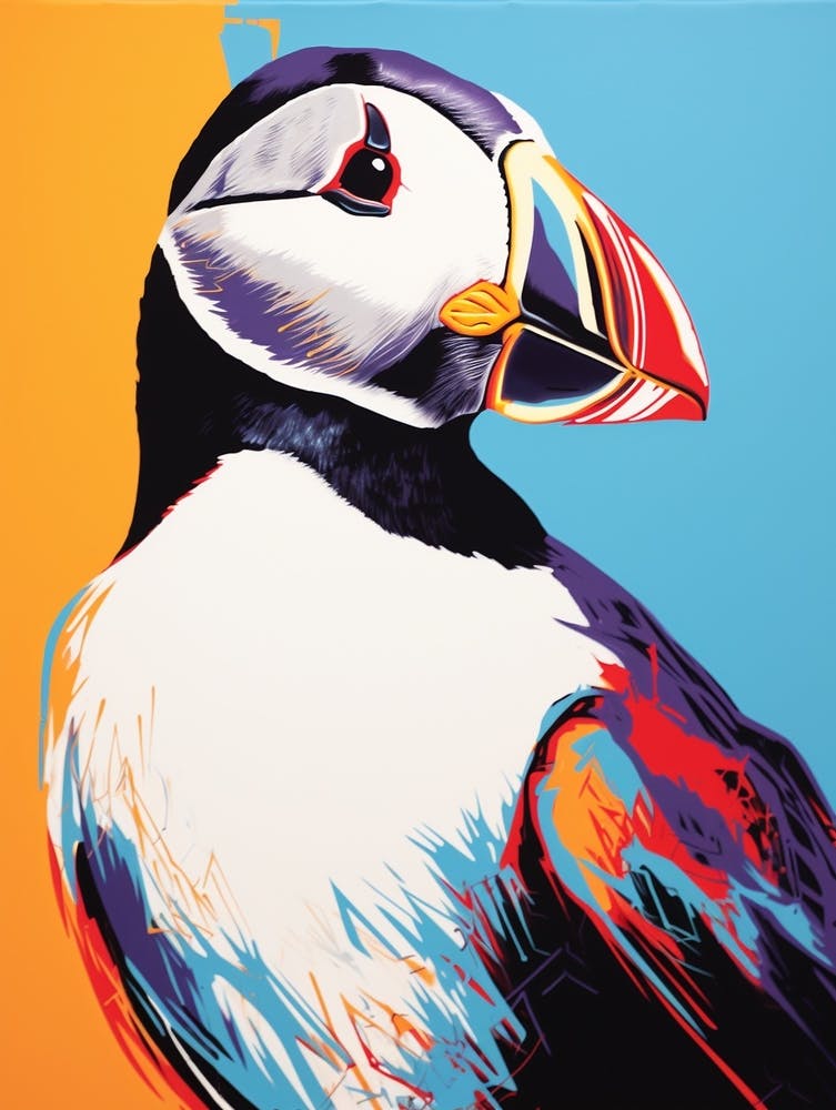 Andy Warhol Style Bird Puffin 1