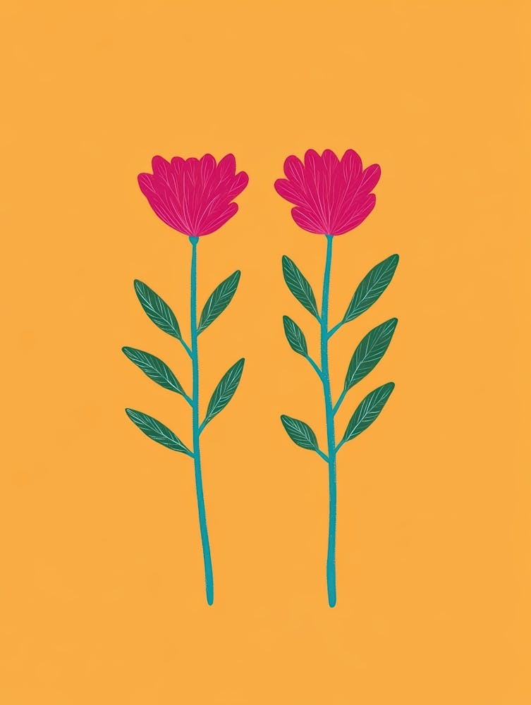 Two Flowers On A Yellow Background