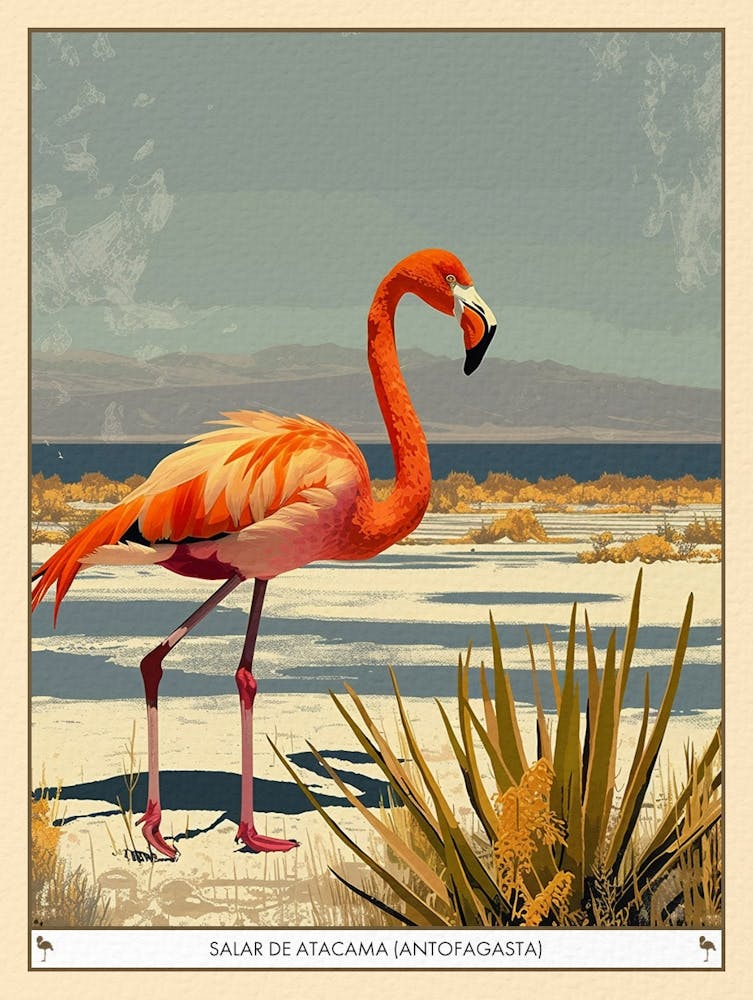 Greater Flamingo Salar De Atacama Antofagasta Tropical Illustration 2 Poster