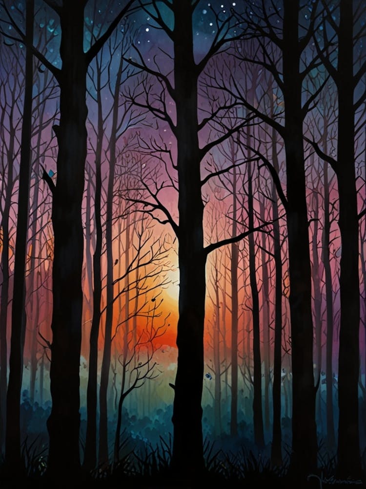Coucher de Soleil Dans les Bois 1