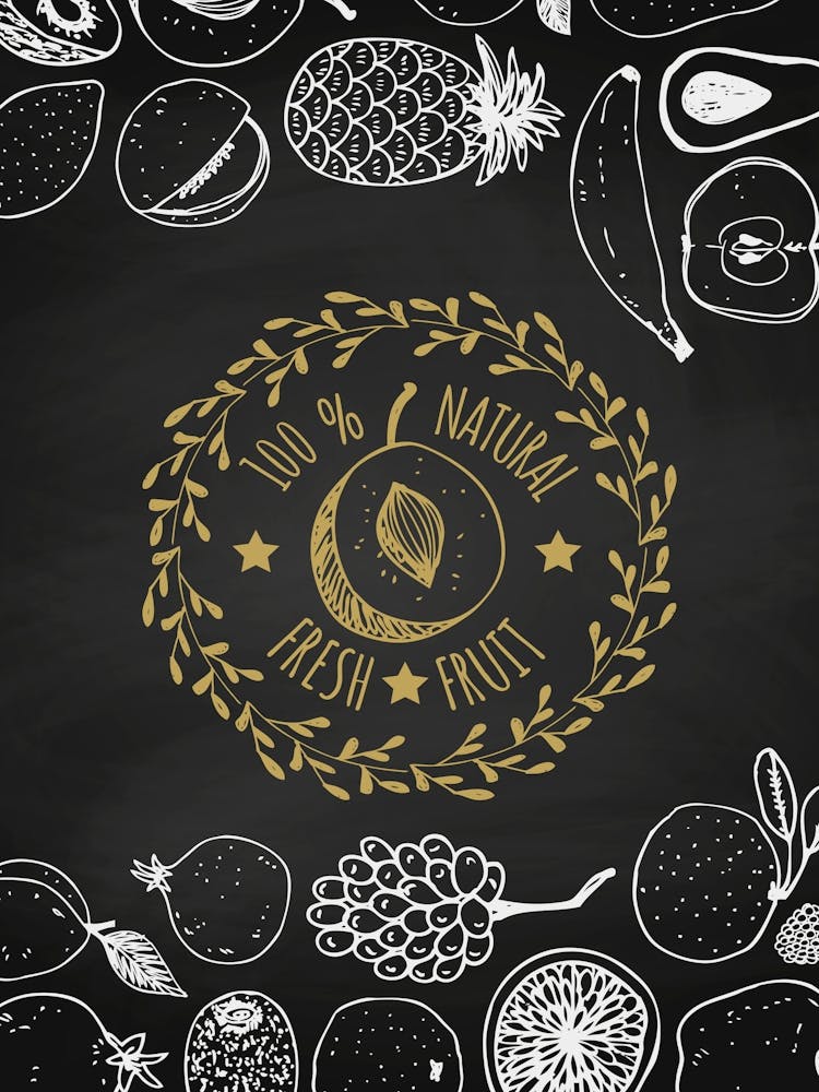 Fresh Fruit Vector Illustration- food poster, kitchen wall art 1