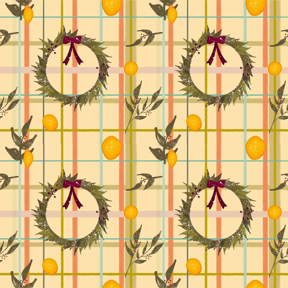 Cream Plaid Citrus Wreaths