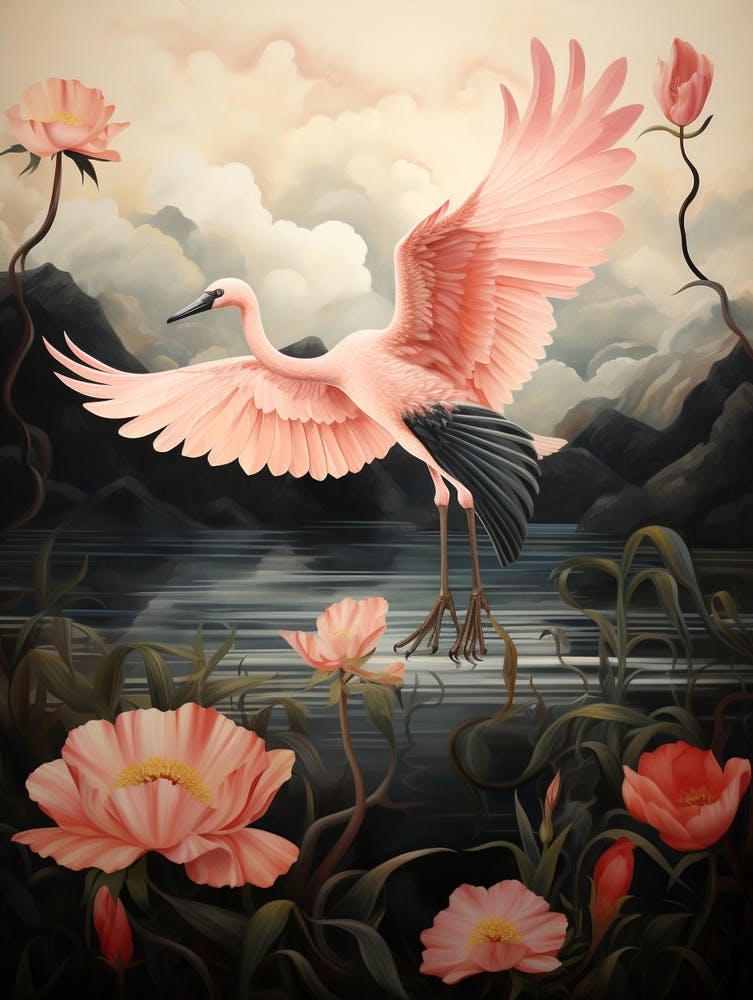 Greater Flamingo 2 Gold Detail Painting