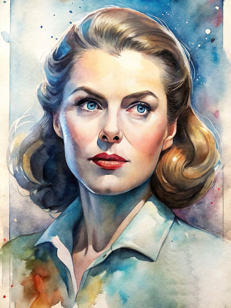 Ingrid Bergman In Watercolor 1