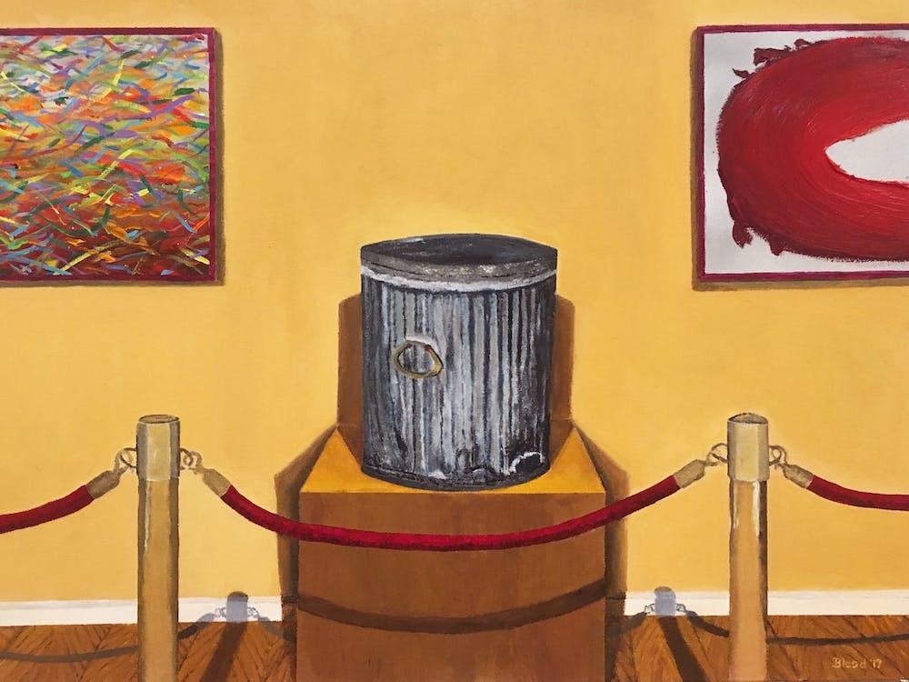 Modern Art Trash Can In A Gallery