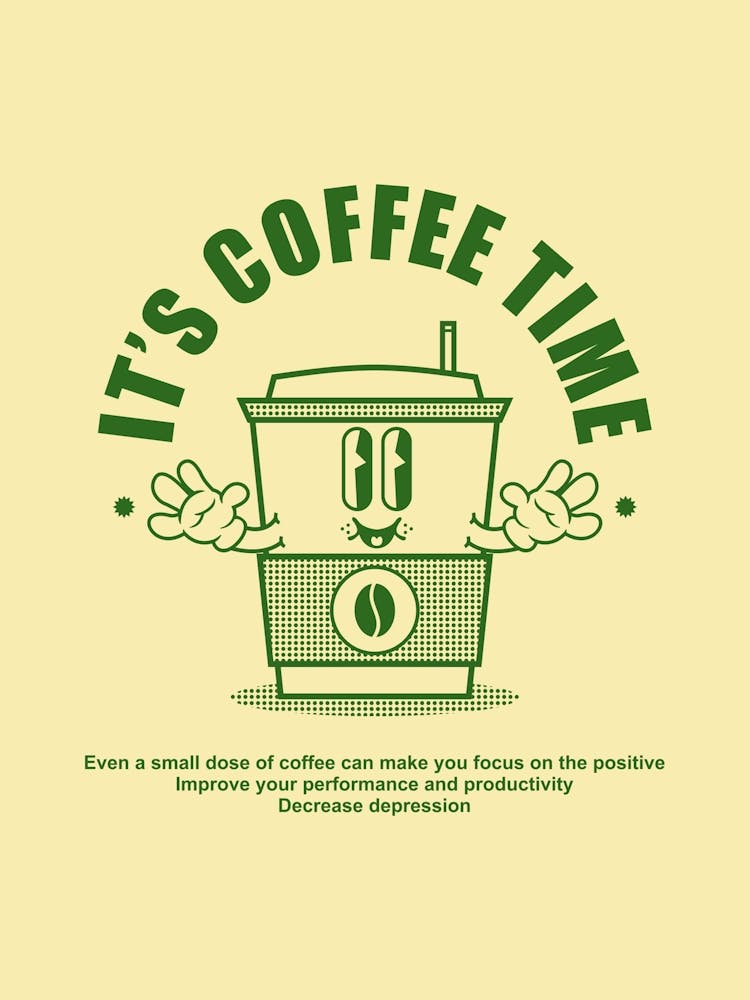 Coffee Time Printable Poster, Coffee Lover Gift, Morning Coffee Wall Art, Gift for Him, Love Coffee Decor