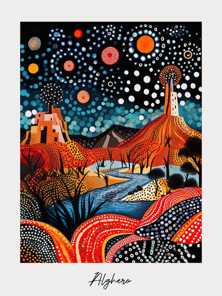 Poster Of Alghero, Italy, Illustration In The Style Of Pop Art 1