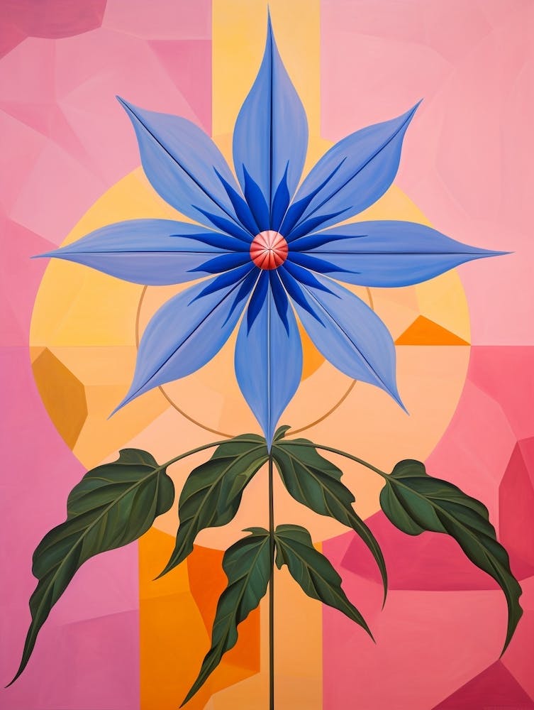 Lobelia 3 Hilma Af Klint Inspired Pastel Flower Painting