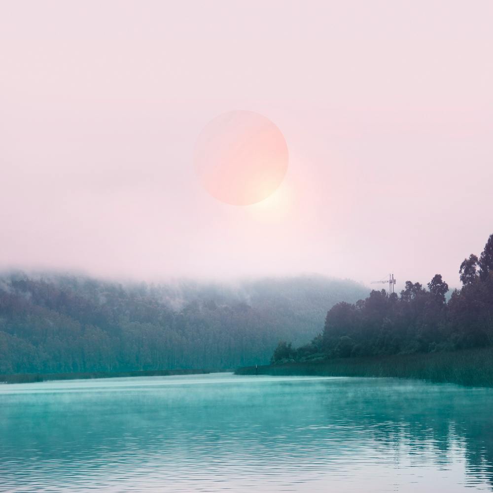 Pink Sky In Turquoise Water Square