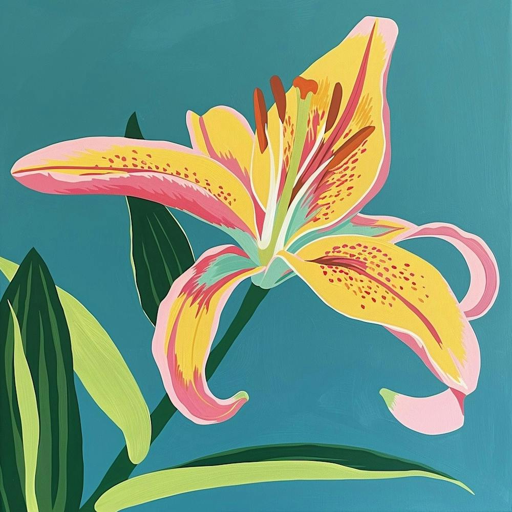 Lily 2 Square Flower Illustration