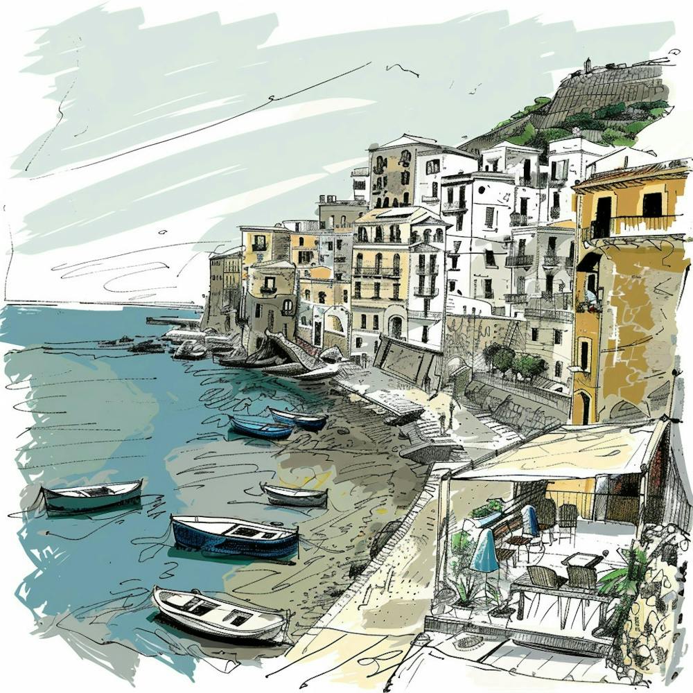 Sketch Of A Seaside Town