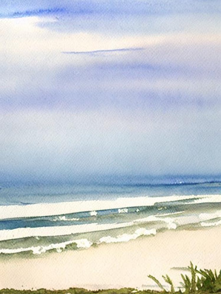 Atlantic City Beach, New Jersey Watercolour