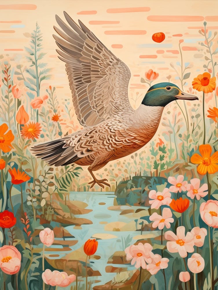 Duck 1 Detailed Bird Painting