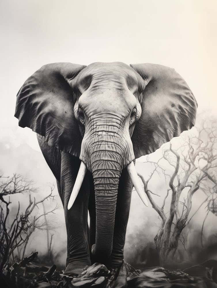 African Elephant Realism Portrait 3