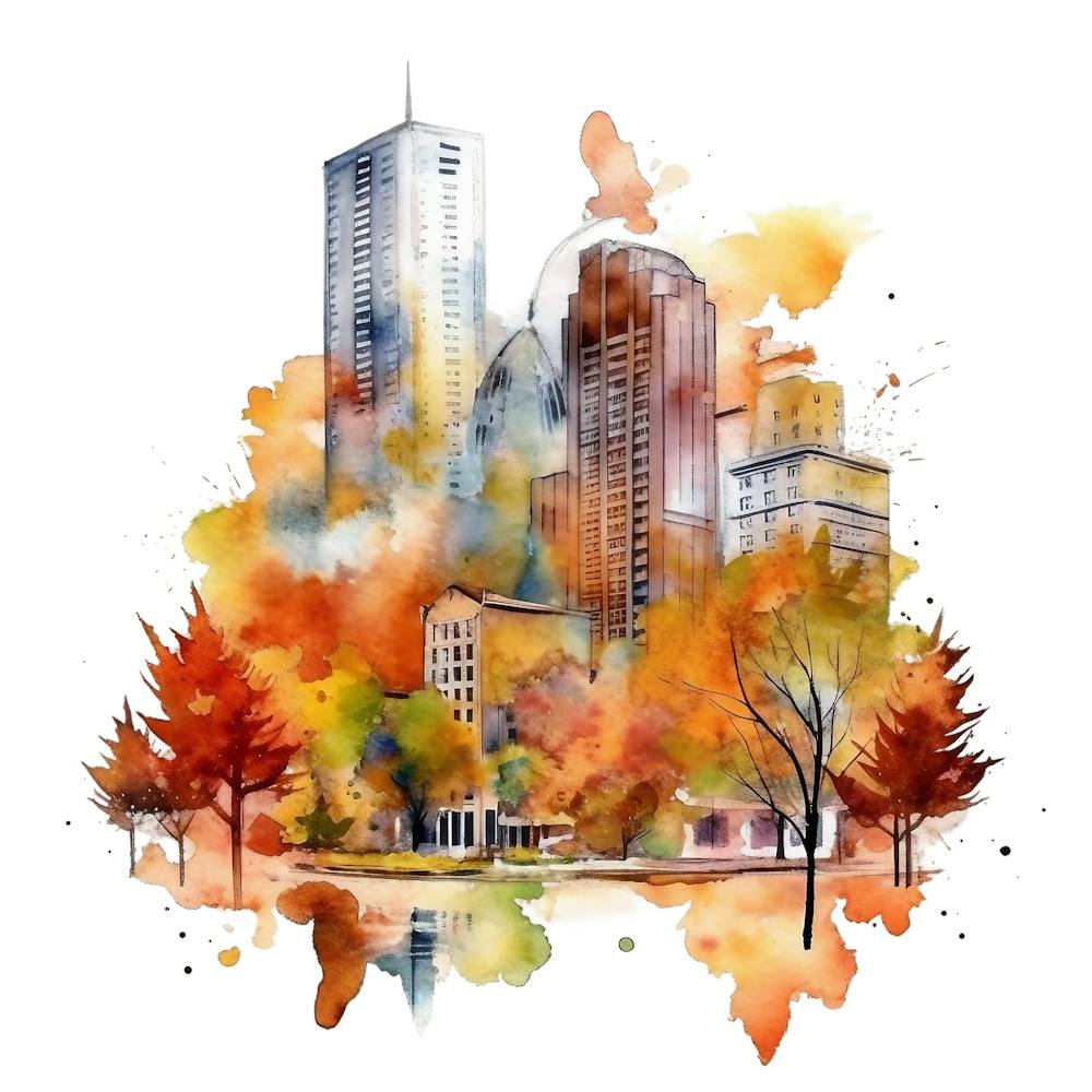 Aquarell-Stadtlandschaft 3