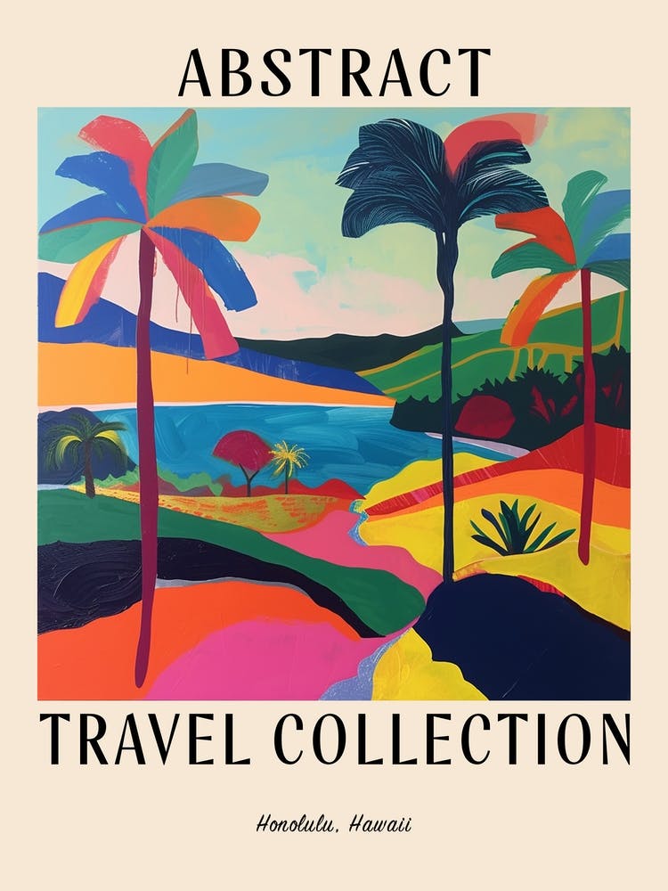 Abstract Travel Collection Poster Honolulu Usa 3