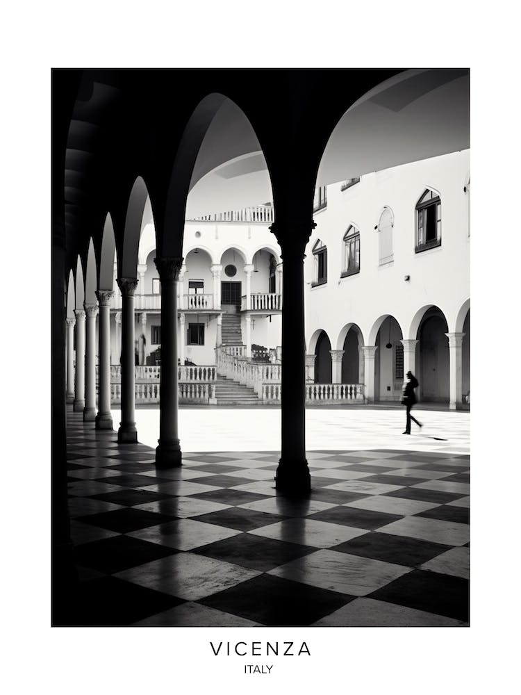 Poster Of Vicenza, Italy, Black And White Analogue Photography 4
