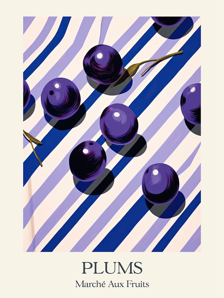 Marche Aux Fruits - Prunes - Illustration d'été 4