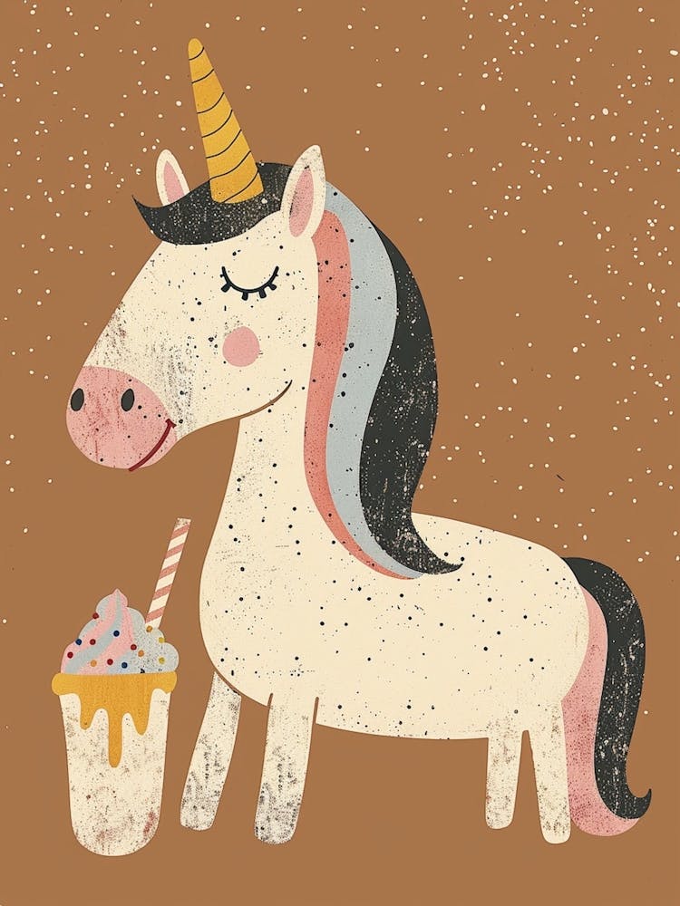 Unicorn Drinking A Rainbow Sprinkles Milkshake Uted Pastels 4
