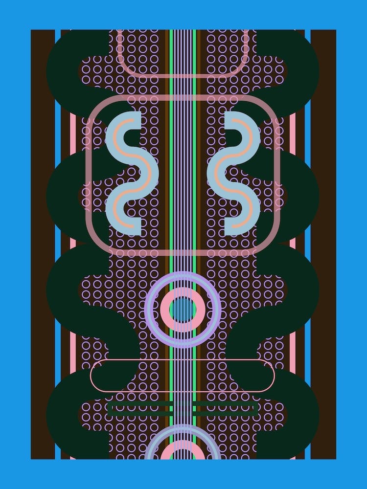 Fudge Blue Brown Geometric Abstract