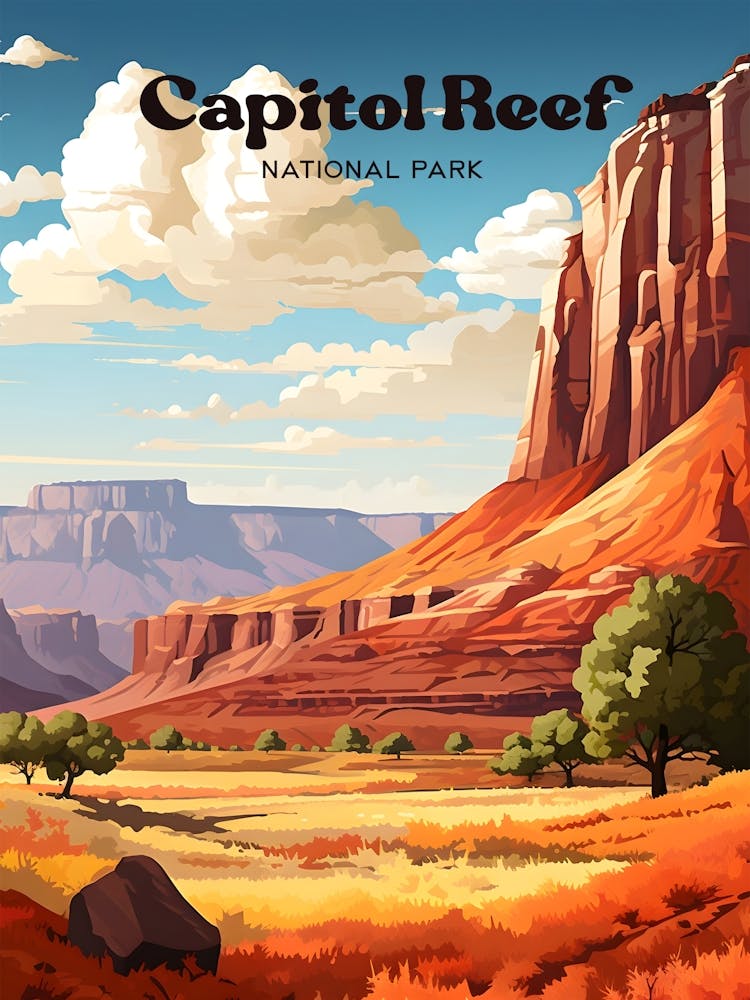 Capitol Reef National Park Utah Hiking Travel Art