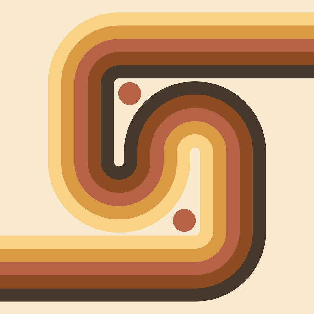 Geometric Rainbow Midcentury Modern Pattern Vintage earthy brown 2