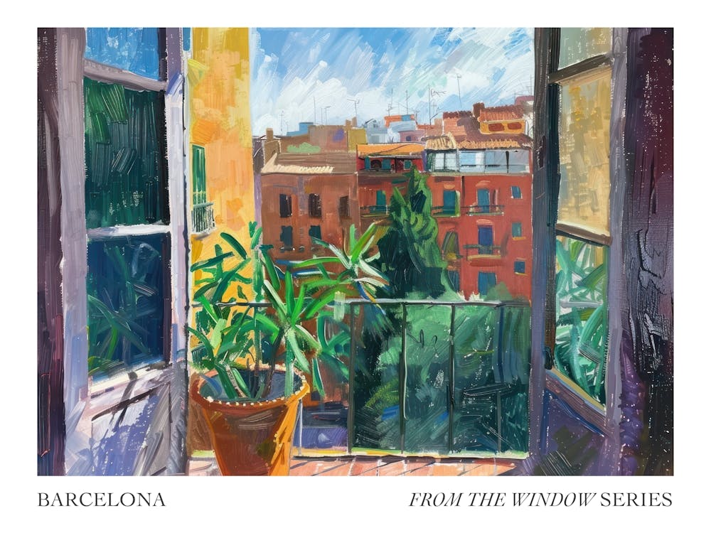 Barcelona From The Window Series Poster Painting 2
