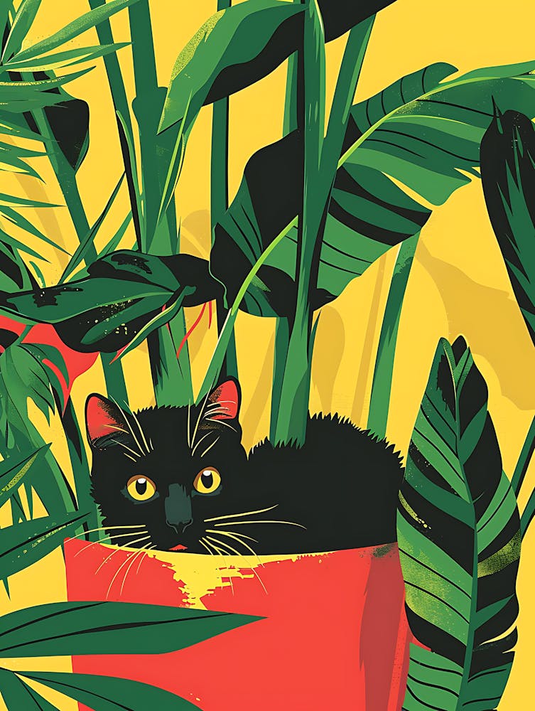 Cute Black Cat in a Plant Pot 13