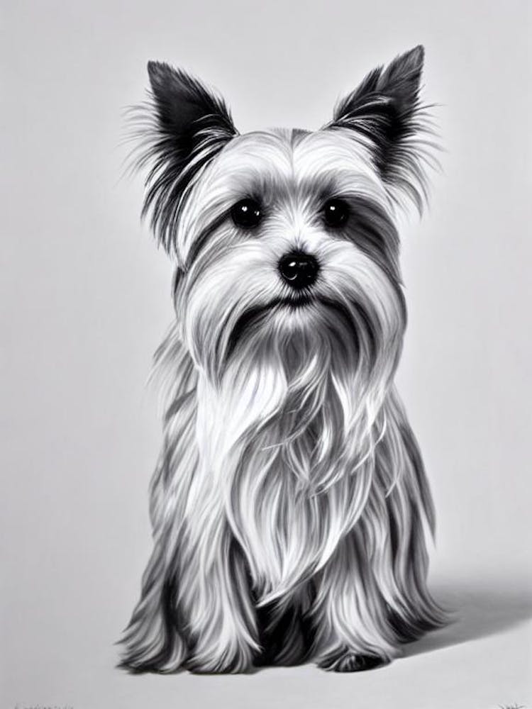 Yorkshire Terrier B&W Pencil Dog