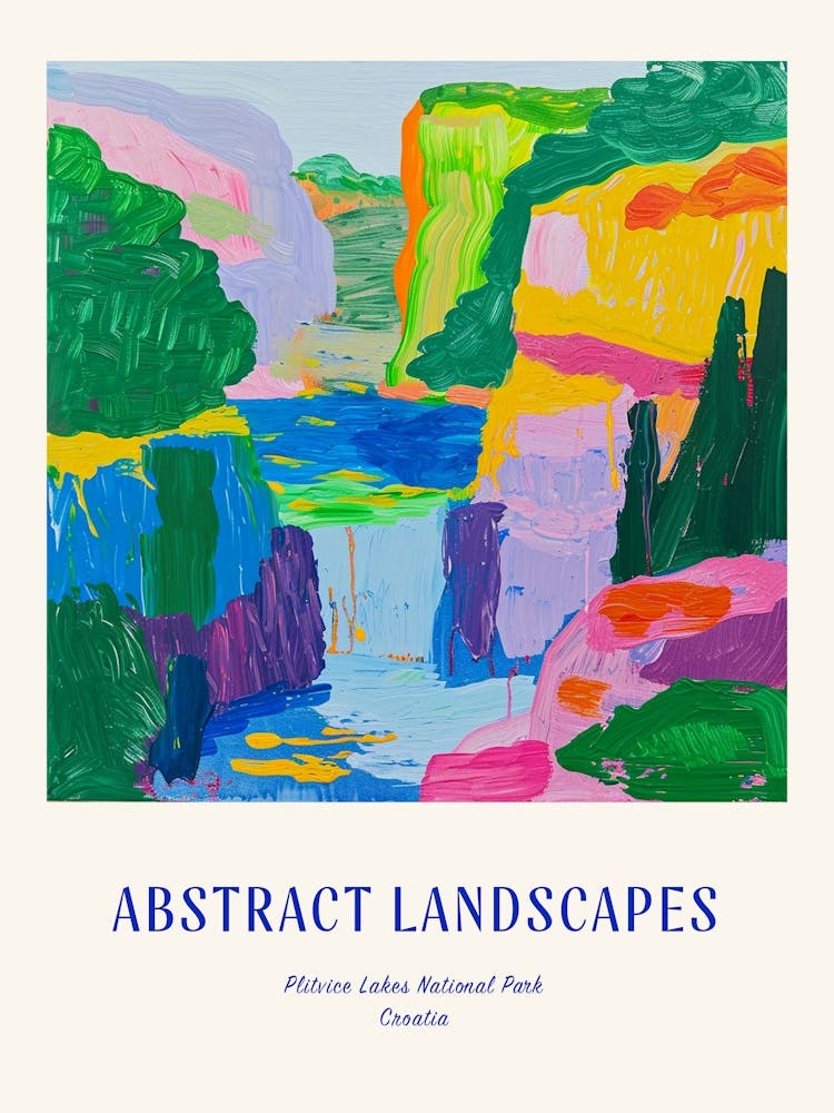 Colourful Abstract Plitvice Lakes National Park Croatia 4 Poster Blue
