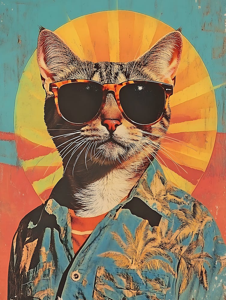 Vintage Retro Poster Cool Cat