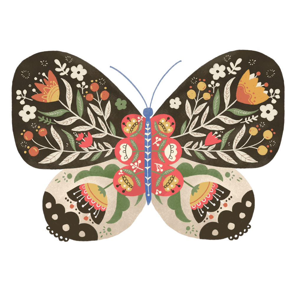 Hand drawn Floral Butterfly 1