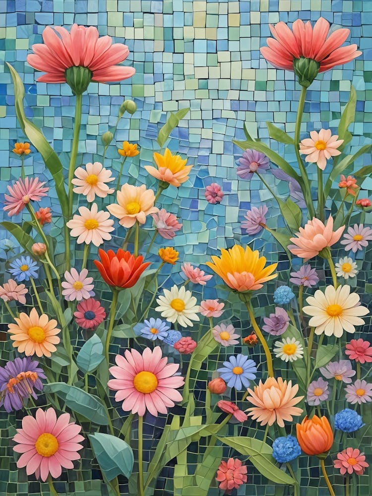 Bunter Mosaik-Blumengarten