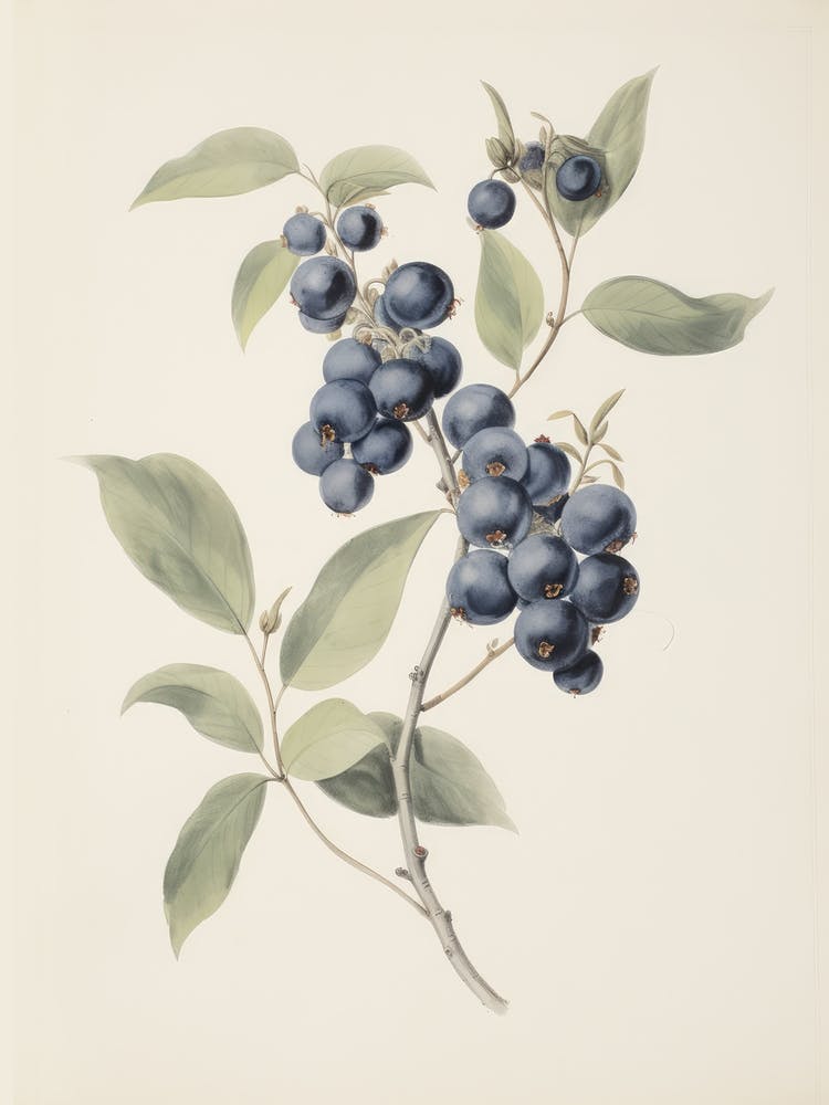 Antique Berry Watercolor Painting