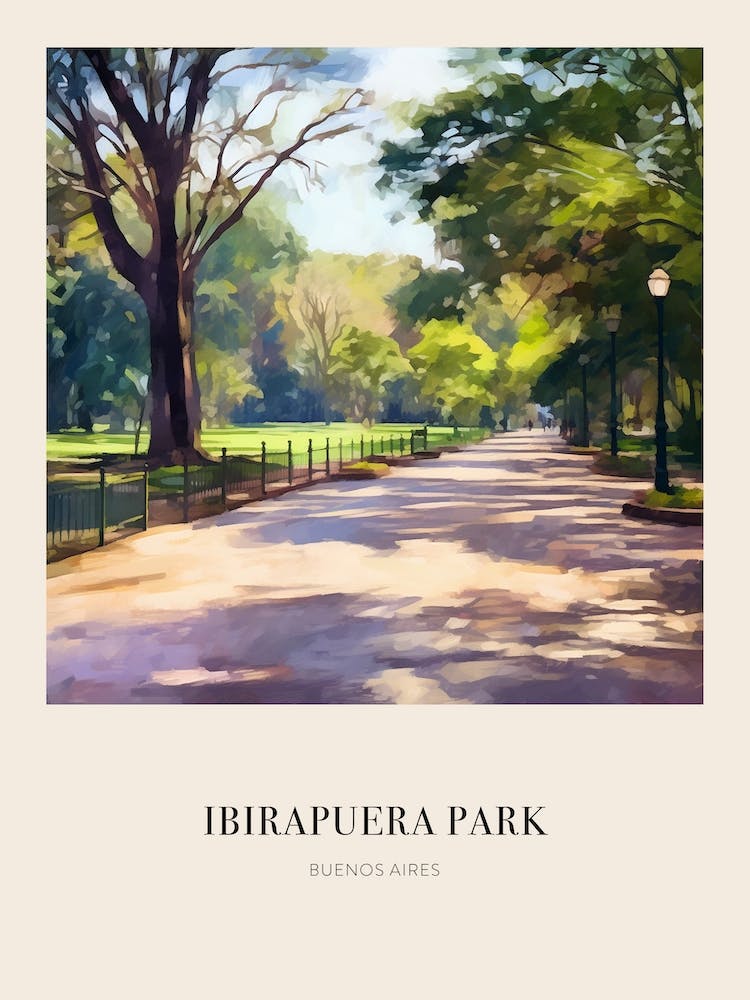 Ibirapuera Park Buenos Aires Argentina 3 Vintage Cezanne Inspired Poster