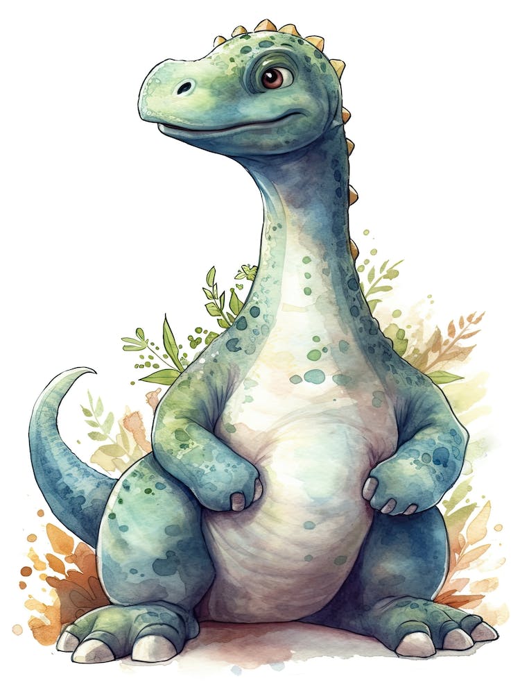 Camarasaurus Cute Dinosaur Watercolour 4