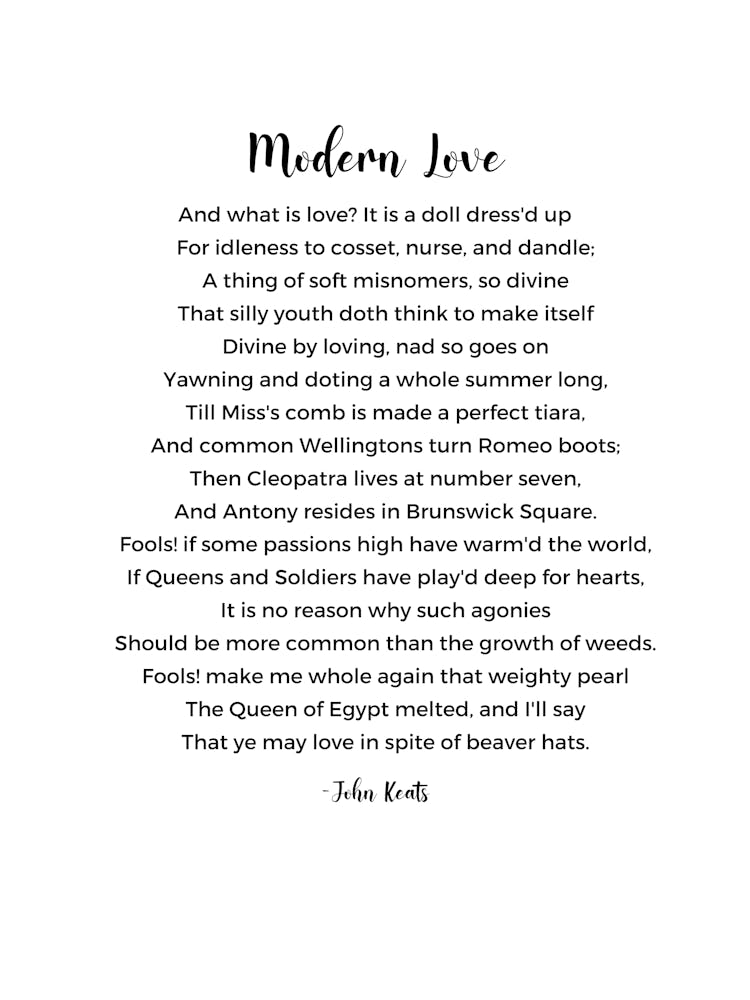 Modern Love Poem By John Keats