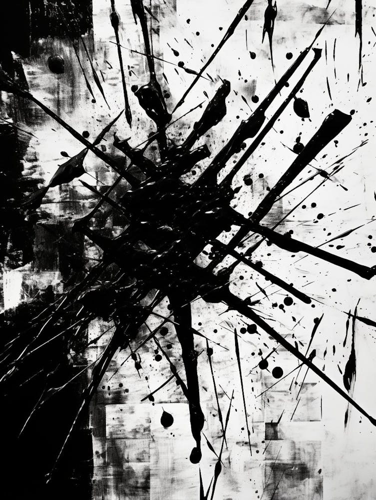 Chaos Abstract Black And White 9