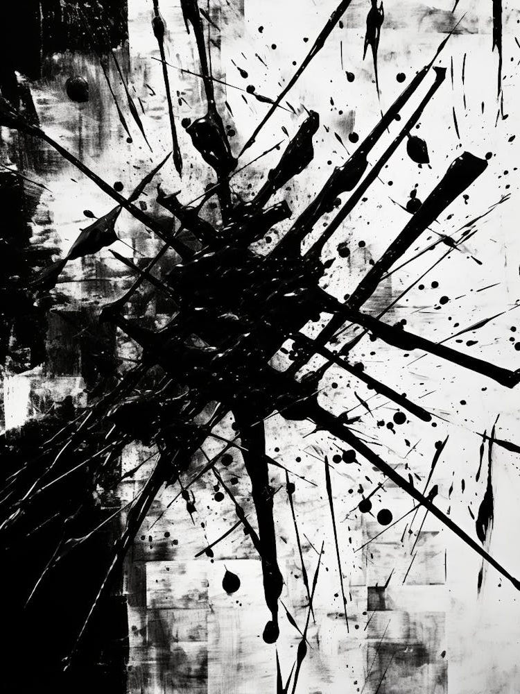 Chaos Abstract Black And White 9