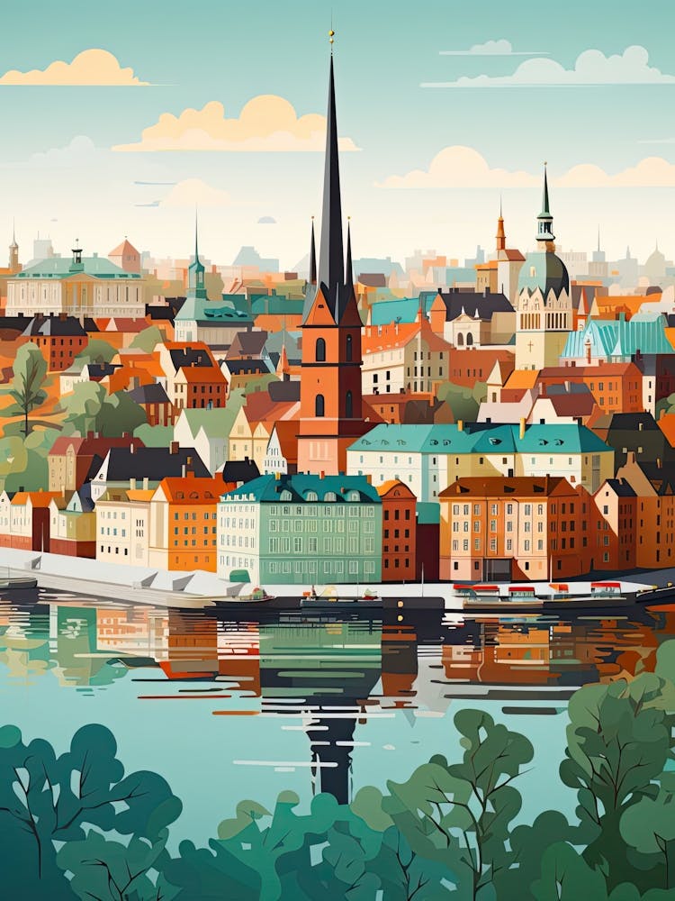 Stockholm, Sweden, Geometric Illustration 3