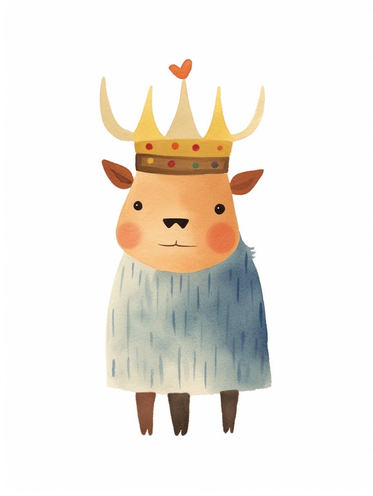 Petit Bison 2 Portant Une Couronne