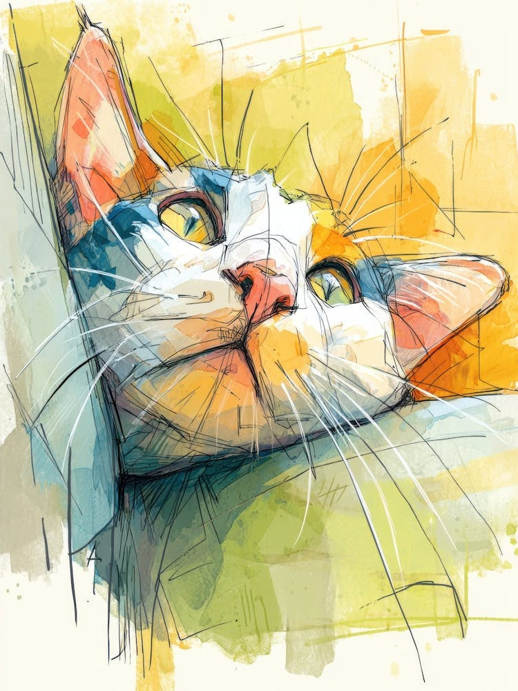 Watercolor Cat On The Couch 29