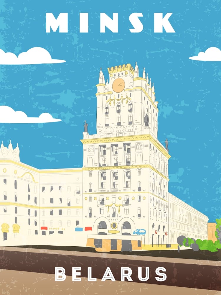 Minsk, Belarus - Retro travel minimalist poster 1