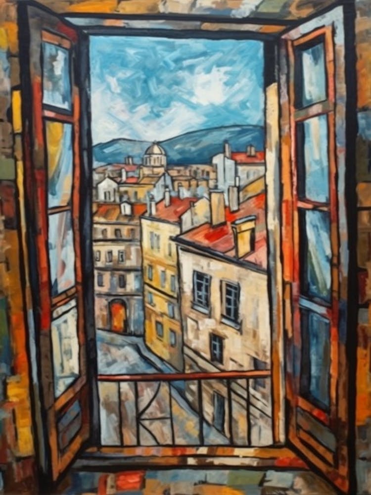 Window View Of Edinburgh Scotland In The Style Of Cubism 4