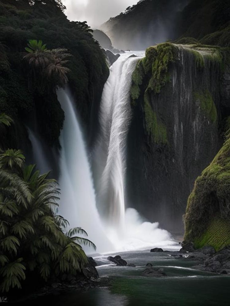 Kaihūrāngu Falls, New Zealand Realistic Photograph (3)