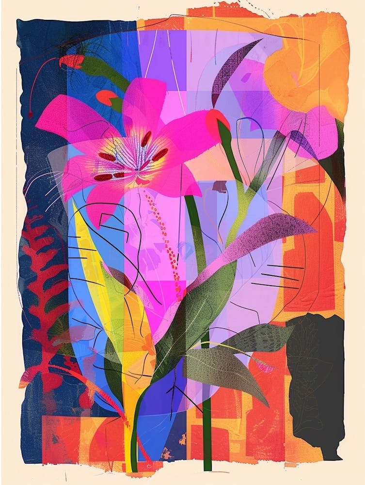 Cyclamen 2 Neon Flower Collage