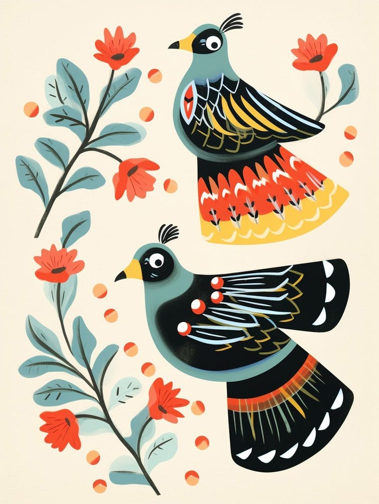 Folk Style Bird Painting Grouse 3